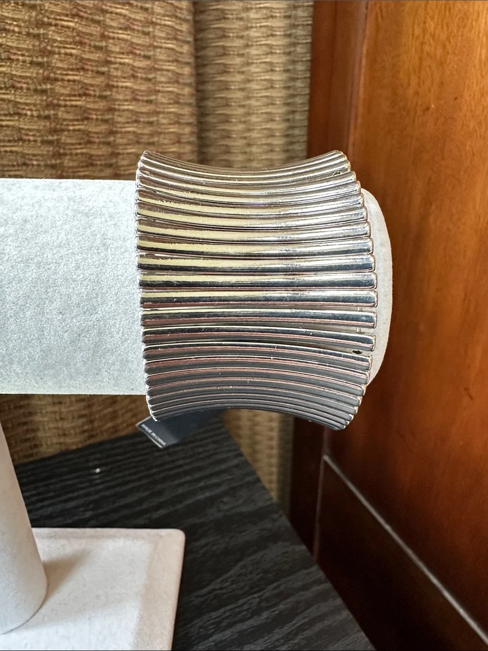 Lane Bryant Silver Tone  Ribbed Stretch Cuff Bracelet - Picture 5 of 8